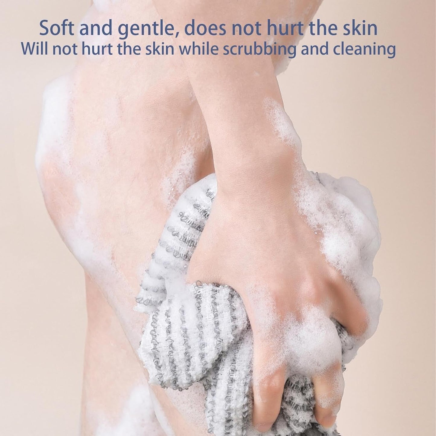 Iouyjiu 9.4 x 40.5 Inch Body Scrub Towel, Back Scrubber Washer, Reusable Beauty Washcloth, Scrub Towel Back Washcloth Shower Towel for Deep Cleaning, and Skin Care Essential Tool