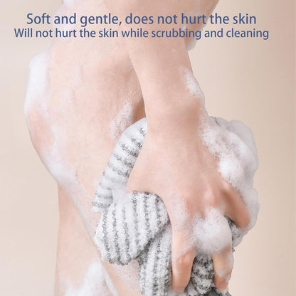 Iouyjiu 9.4 x 40.5 Inch Body Scrub Towel, Back Scrubber Washer, Reusable Beauty Washcloth, Scrub Towel Back Washcloth Shower Towel for Deep Cleaning, and Skin Care Essential Tool