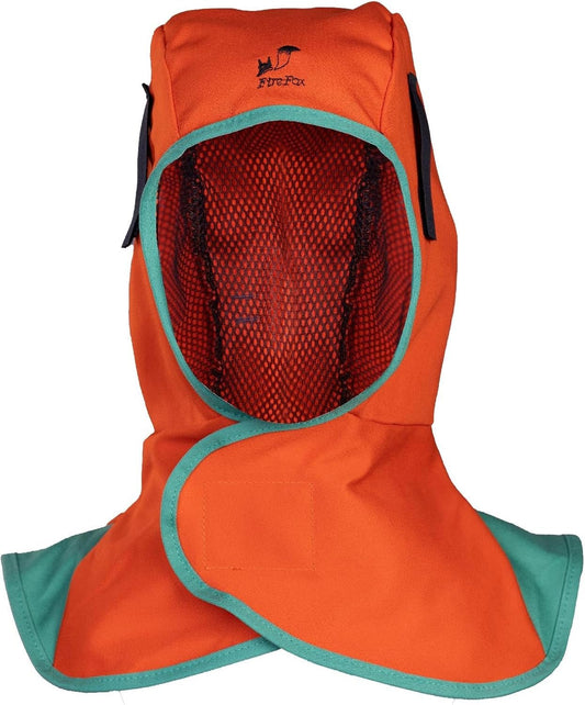WeldasÂ® Fire Foxâ„¢ Flame Retardant Cotton Welding Hood for Complete Head and Shoulder Protection, 23-6690, Safety Orange