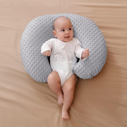 Pillowcase for Nursing Pillow and Positioner for Breastfeeding and Bottle Feeding, Propping Baby, Tummy Time, Baby Sitting Support, Awake-Time Support, Pillow Cover Only (Grey)