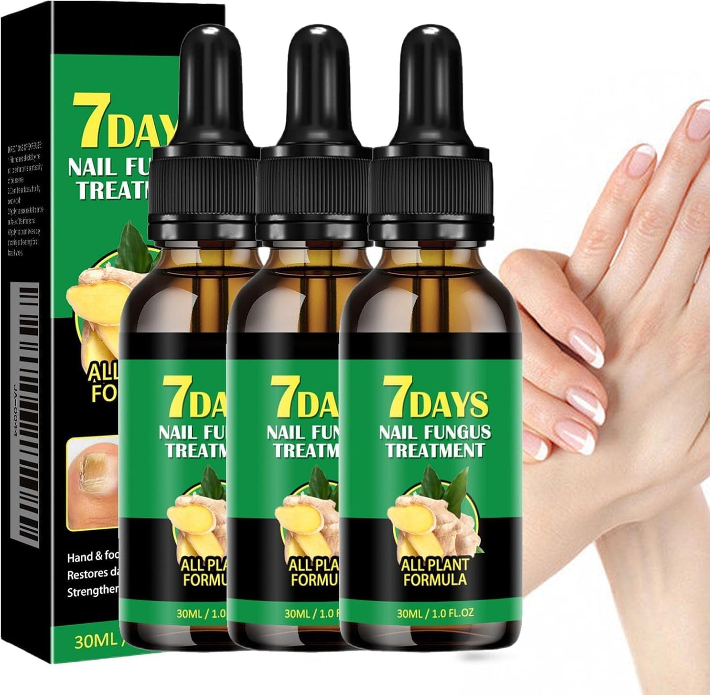 3 PCS 7 Days Ginger Nail Ginger Nail Treatment Nail Support Nail Care, Ginger Nail Growth Serum, Ginger Cuticle Care Oil for Nails, Nail Strengthener for Damaged Nails