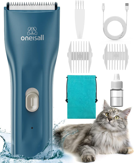 Oneisall Pet Clipper for Cat Matted and Long Hair - Quiet Cordless Shaver With Pet Hair Clippers