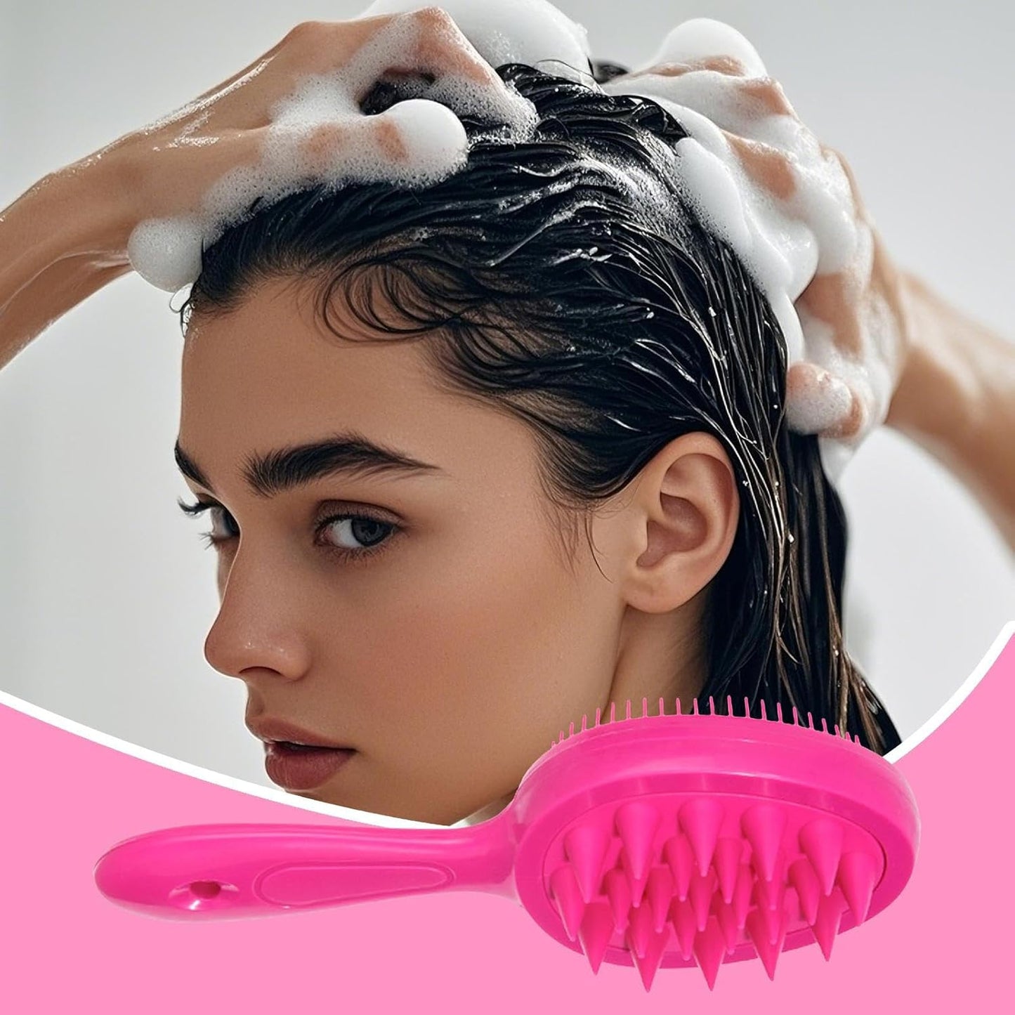 Scalp Massage Brush, Scalp Massager, Double-Sided Shampoo Detangling Comb with Ergonomic Handle, Efficient Cleaning and Care for Athletes Women Teens Men Boys, 7.24x2.76x1.85 Inch