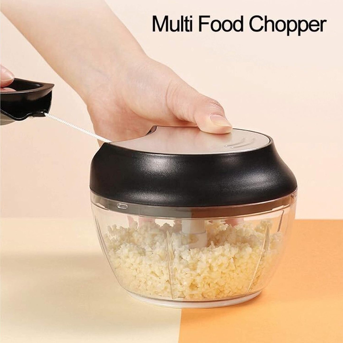 HfGrey - Stainless Steel Hand Held Vegetable Chopper, Multi Purpose Manual Food Chopper - Onion Chopper - Garlic Chopper - Nut Chopper - Veggie Chopper dicer, Hand Pull Manual Food Processor