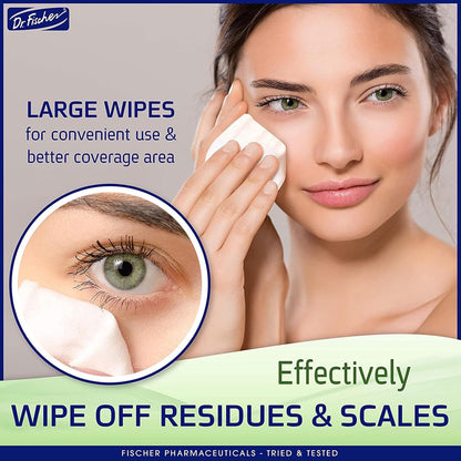 Dr. Fischer Eyelid Wipes. Pre-moistened Eye Wipes for Eyelids. Make-up Remover (Twin Pack)