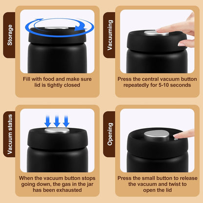 Coffee Vacuum Canister, 1200ml Stainless Steel Food Storage Container, Airtight Coffee Bean Container, Press Out Excess Air Preserve Food Freshness, Multi Use Coffee Canister for Cereal, Loose Tea