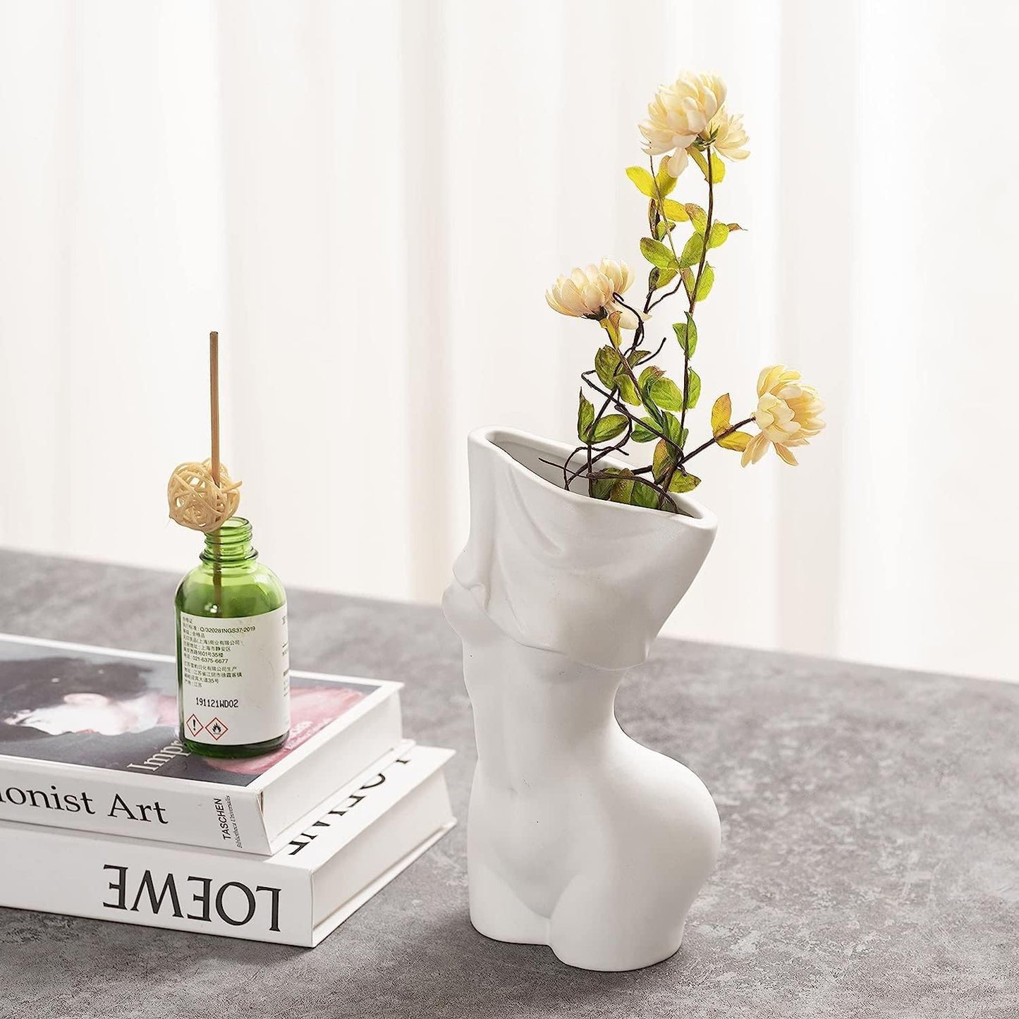 Feminine Body Vase Ceramic Female Undressing Vase, Modern Body Vase Creative White Vase for Living Room Bookshelf Home Decor