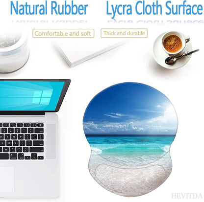 HEVITDA Mouse Pad, Ergonomic Mouse Pad with Wrist Support, Pain Relief Comfort Wrist Rest Pad with Non-Slip PU Base for Gaming, Home, Office & Travel, Beach