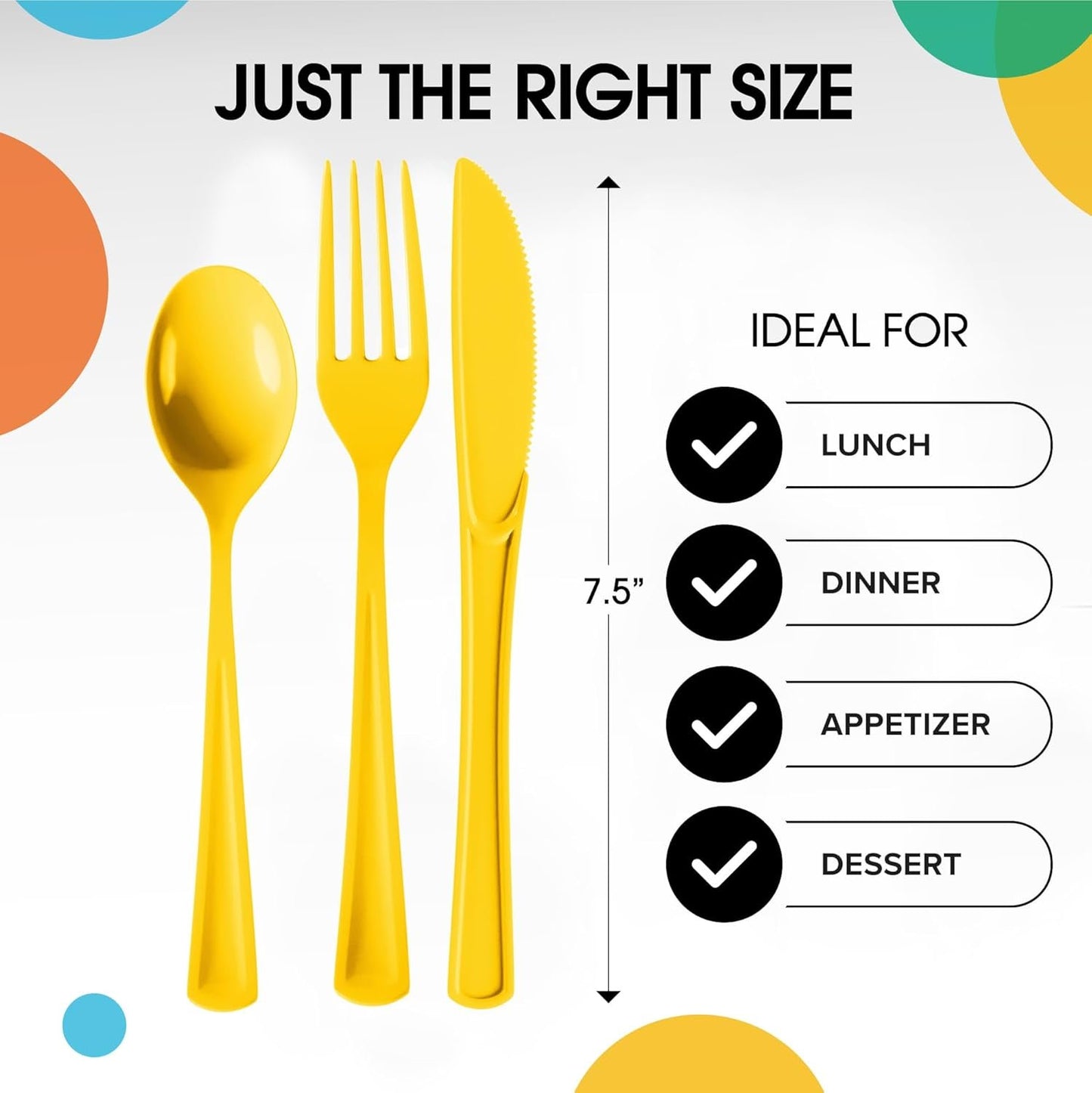 Yellow Plastic Silverware Heavy Duty 150 Pcs Yellow Plastic Cutlery Sets, Utensil Sets, 50 Of Each Forks, Knives & Spoons Disposable Cutlery Set, Flatware Set For Party Supplies Party Solids