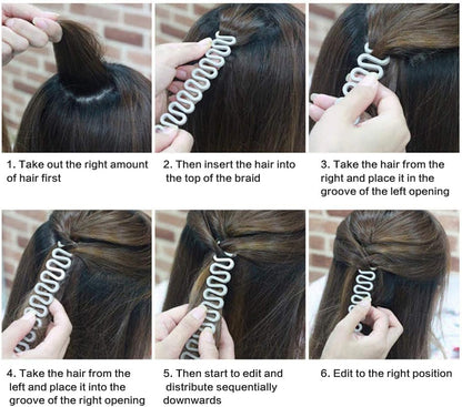 Tomedeks Hair Knitting Tool Fashion French Hair Styling Clip Twist Braid Hair Knitting Tool, For Girls and Ladies Sticky Fishbone DIY Hair Accessories (2 PCS)