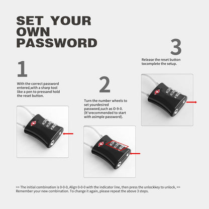 UP Security Suitcase Locks TSA Approved, Small Padlock Combination, TSA Locks for Luggage, Combo Travel Padlock with Code for Backpack, Gym Locker, Ammo Can (Black+Red), Black+Red, Modern
