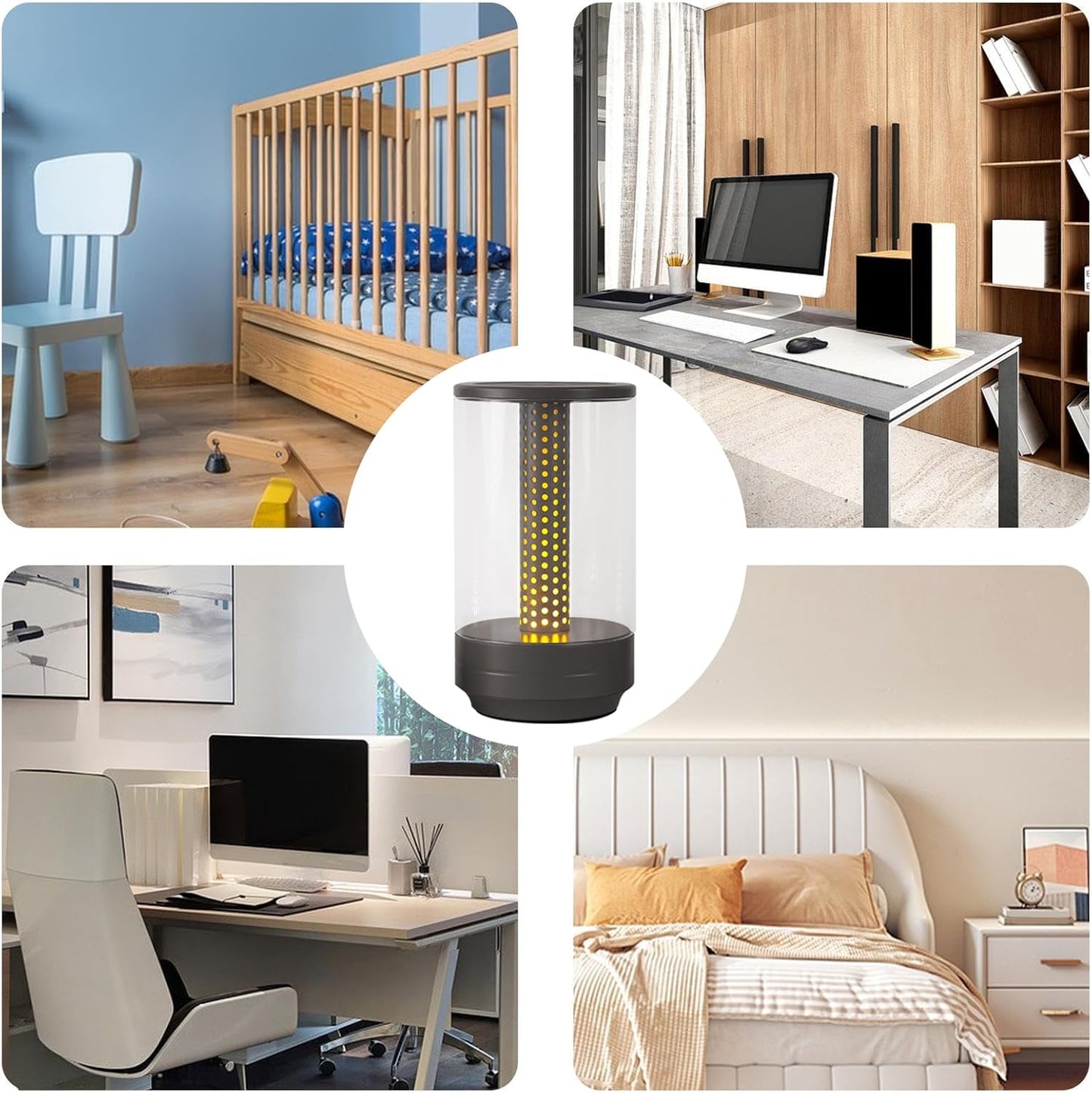 Touch Night Light, Rechargeable LED Desk Lamp, Candlelight Atmosphere, Portable Dimmable Smart Table Light, Warm Lighting for Bedroom, Nursery, Living Room, Dorm, Hospital