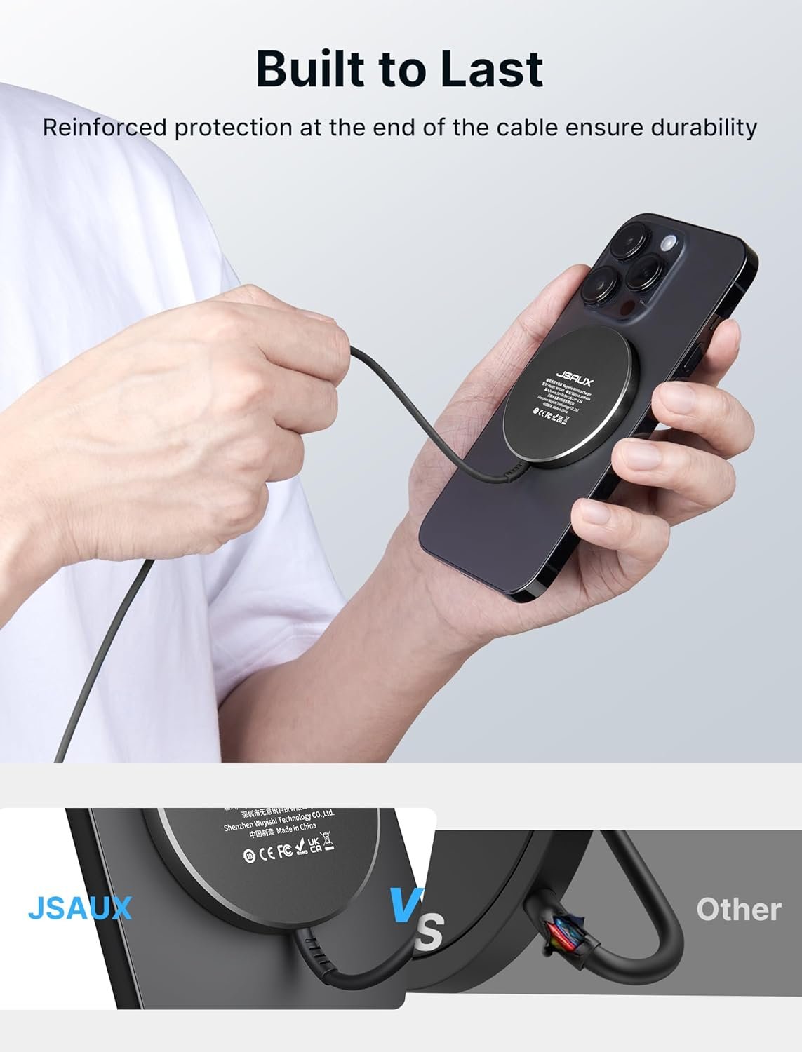 【2 Pack】 JSAUX Magnetic Wireless Charger Compatible with MagSafe Charger, 15W Wireless Mag Safe Charging Pad, Mag Charger 7.5W for iPhone 16/Pro/Max/Plus, iPhone 15/14/13/12 Series Magsafe Case-Black