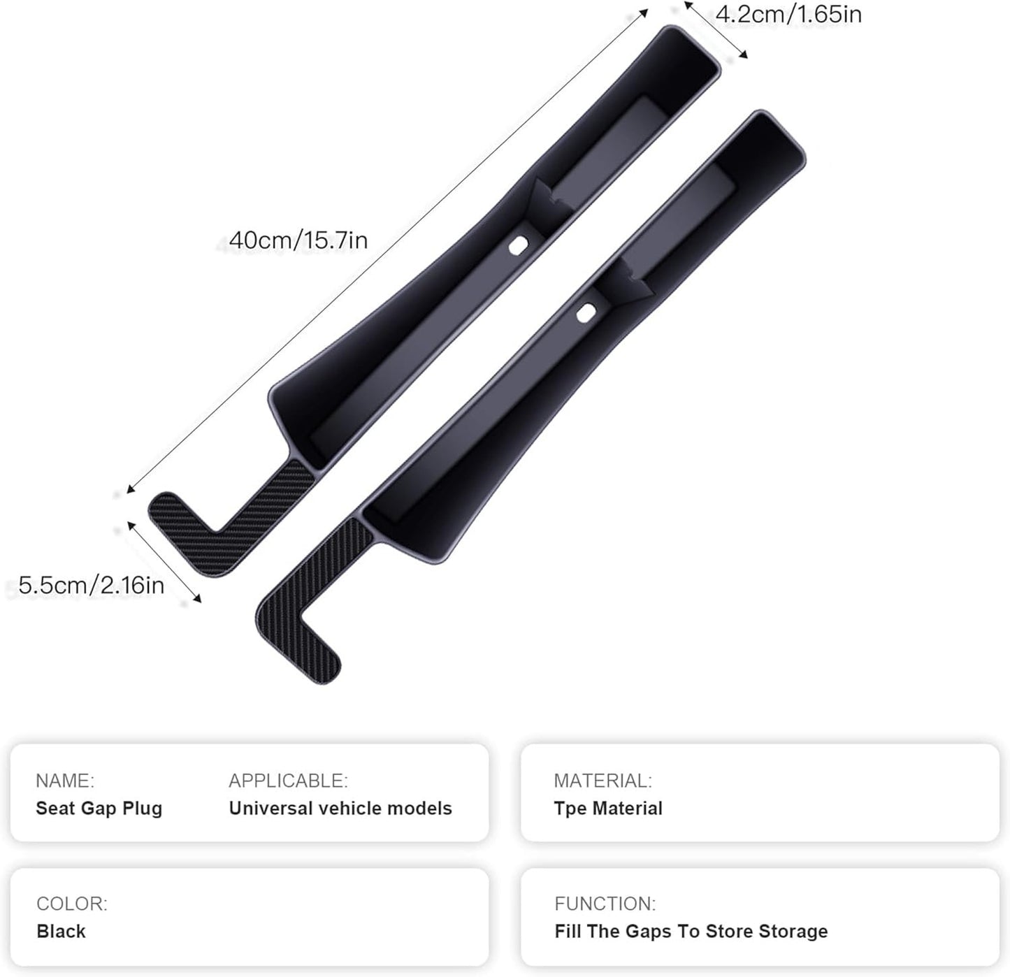 2PCS Car Seat Gap Filler Organizer,Multifunctional Car Gap Fillers with USB and Phone Holder,Auto Interior Accessories,Universal Car Seat Storage Organizer Between Seats for Phone,Keys (Black)