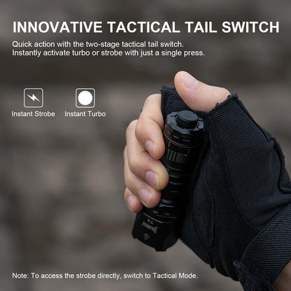 WUBEN T4 Tactical Flashlight Rechargeable for EDC, Small Flashlight Powerful 401M Long Throw, Pocket Flashlight with Tactical/Duty/Lock 3 Modes, Mini Flash Light for Police, Military, and Daily Use