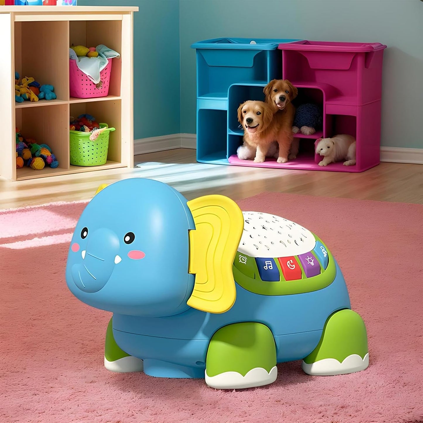 Crawling Toy, Musical Elephant Baby Toy, 7.09x5.31in Interactive Sensory Game, Funny Educational Play, Developmental Activity for Boys, Girls, Nursery Rooms, Home Play