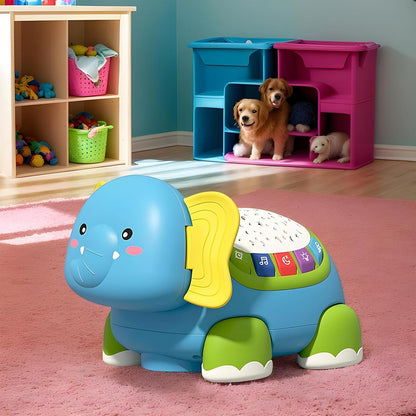 Crawling Toy, Musical Elephant Baby Toy, 7.09x5.31in Interactive Sensory Game, Funny Educational Play, Developmental Activity for Boys, Girls, Nursery Rooms, Home Play