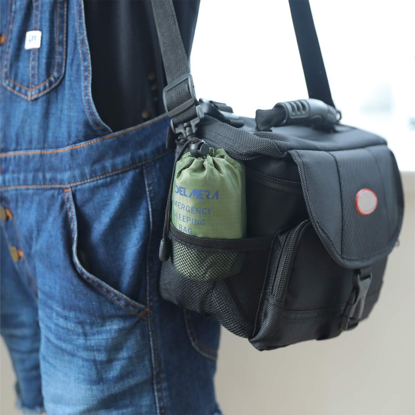 Delmera Emergency Survival Sleeping Bag, Lightweight Waterproof Thermal Emergency Blanket, Bivy Sack with Portable Drawstring Bag for Outdoor Adventure, Camping, Hiking, Orange (Green- 2 Packs)