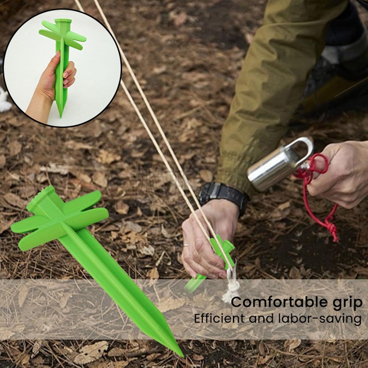 Ground Stakes, Heavy Duty Tent Anchors, High-Tensile Strength Camping Tool, Multifunctional Outdoor Gear for Temporary Fencing, Playground Safety, Beach Camping, 8.58x3.62x1.02inch