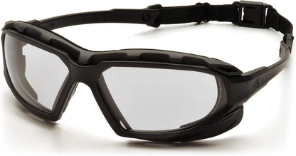 Pyramex Safety Highlander XP Eyewear, Black-Gray Frame/Sky Red Mirror Anti-Fog Lens