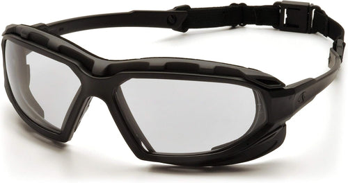 Pyramex Safety Highlander XP Eyewear, Black-Gray Frame/Sky Red Mirror Anti-Fog Lens