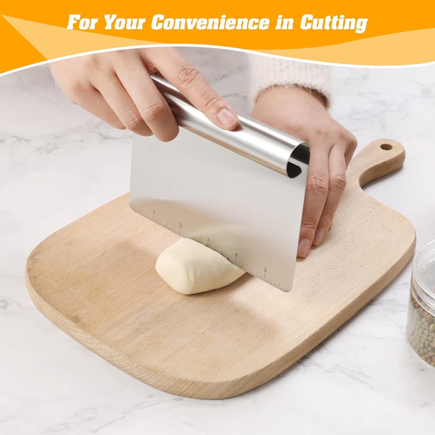 Wandeful 2 Pack Stainless Steel Food Scraper and Chopper Large Griddle Spatula Kitchen Tool Gadget， Multi-Purpose Kitchen Utensil for Dough, Cake, Pizza