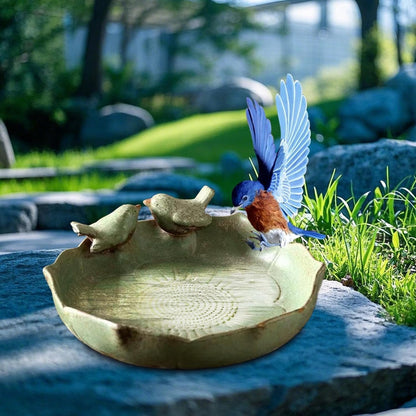 Vasca per uccelli in ceramica da 25,4 cm, ciotola multifunzionale per uccelli da giardino, con contenitore per irrigazione pappagalli, decorazione per terrazza, balcone e prato