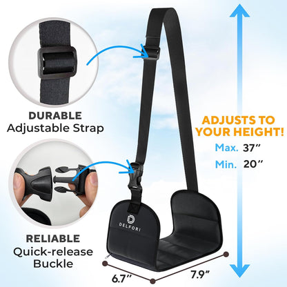 Portable Airplane Footrest for Airplane Travel - Comfortable Foot Hammock w/Memory Foam & Hardboard for Improved Blood Circulation, Swelling & Soreness Relief - Perfect Foot Rest for Airplane Travel