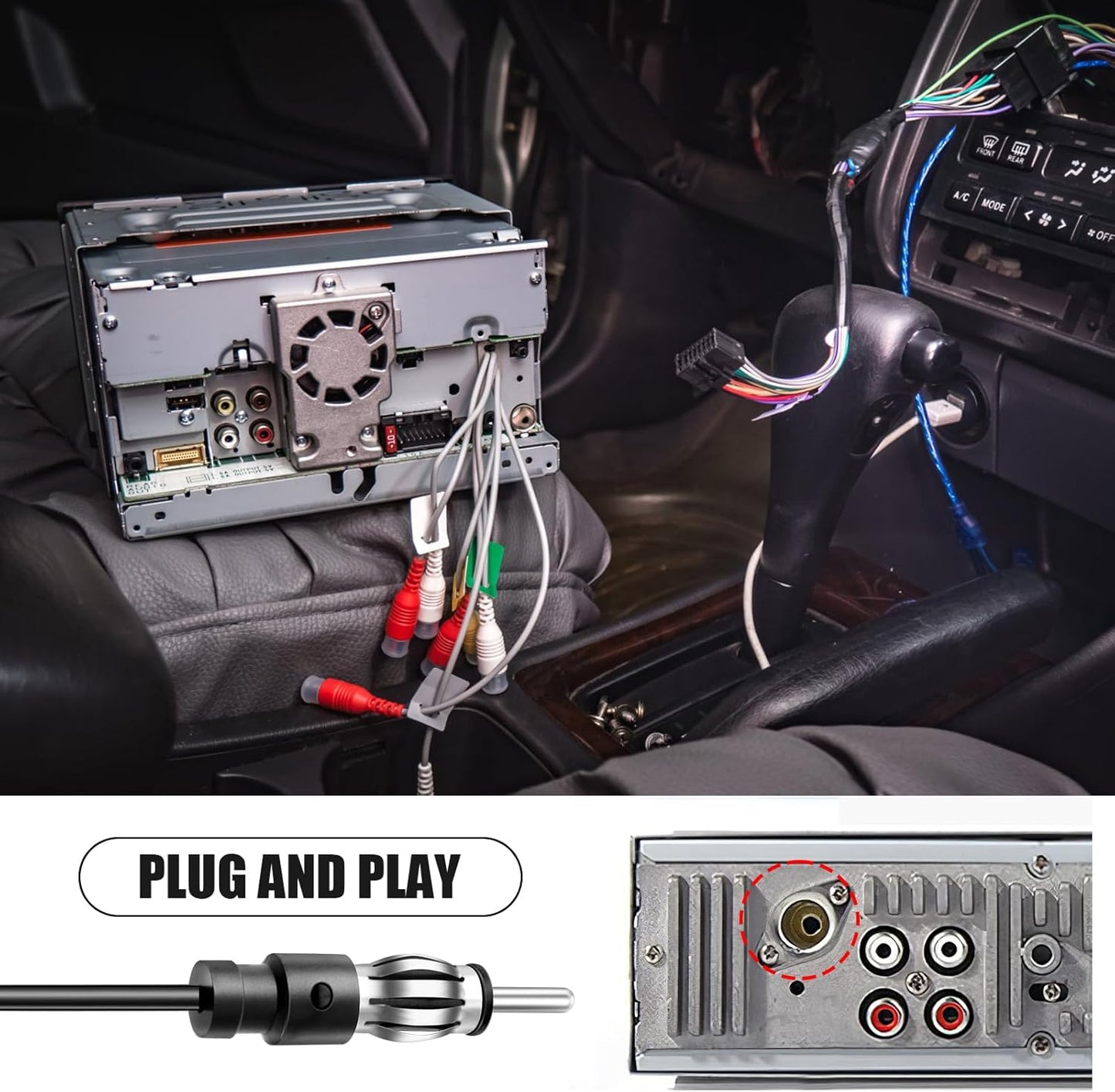 Ant-309 Universal Amplified Electronic Internal Car Radio Antenna Adapter with Adhesive Mount for Car Radio FM AM, AM 520KHz-1710KHz – Compatible with Various Brands