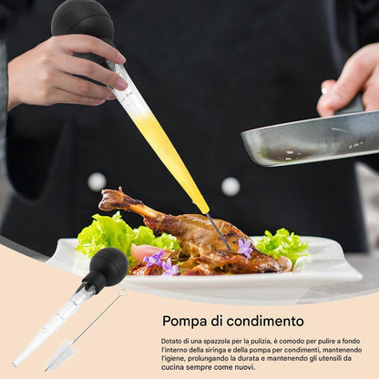 Turkey Baster, Food Injector Syringe, 4.53in Kitchen Cooking Basters, Easy to Clean with Cleaning Brush, Basting Meat and Hot Liquids for Essential Accessory