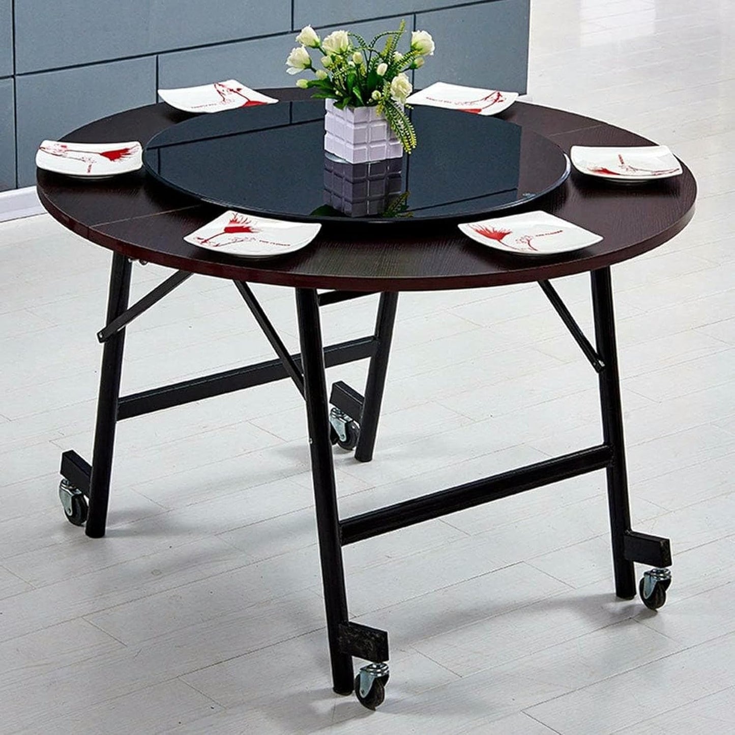 BTOIASYHF Black Dining Table Turntable Tempered Glass 10 mm Thickened Round Glass Turntable for Home Round Table Top 80~100 cm