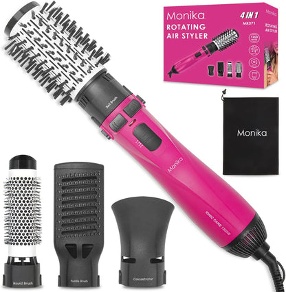 Monika 4in1 Air Styler 1200W Auto Curler Hair Dryer Brush Straightening Curling Blow Ionic Care