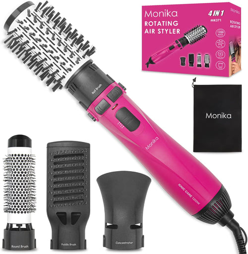 Monika 4in1 Air Styler 1200W Auto Curler Hair Dryer Brush Straightening Curling Blow Ionic Care