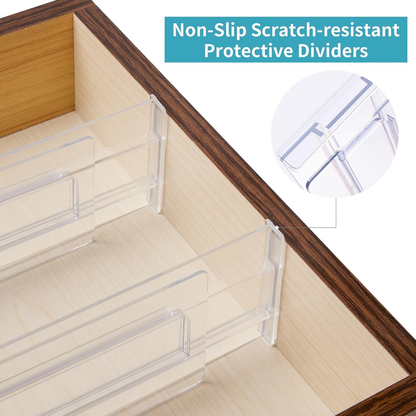 Drawer Dividers Organizers 6 Pack, Adjustable 3.14" High Expandable from 11-20.7" Drawer Organizer, Clear Drawers Separators for Office Kitchen Clothing Bedroom Bathroom Home organization