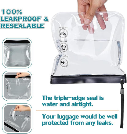 Clear Travel Toiletry Bag - Airport Security Liquids Bags, Airport Liquid Bag 20 x 20cm TSA Approved, Travel Accessories Makeup Bags Holiday Essentials Luggage for Men Women, 2pcs Black/Grey, 20*20CM,