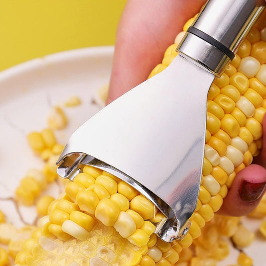 Corn Peeler for Corn on The Cob, Stainless Steel Corn Remover, Kitchen Tools and Gadgets, Corn Cob Stripper Tool for Kitchen Meals Making, Corn Kernel Remover Tool with Ergonomic Handle, Silver