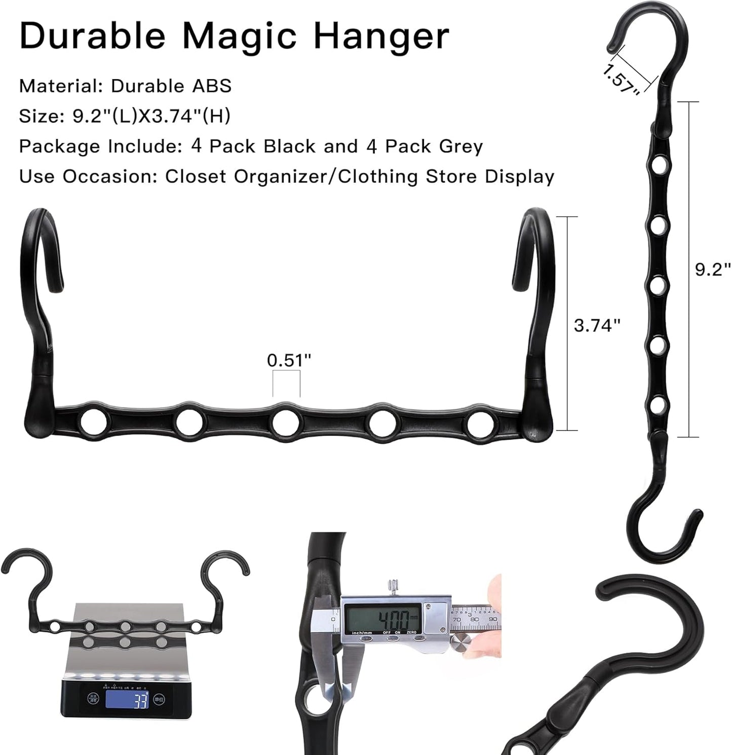 Closet Organizers and Storage,8 Pack Stronger Space Saving Hangers Clothes Hanger with 5 Holes Closet Storage for Heavy Clothes,Magic Home Organization College Dorm Room Essentials for Girls Guys