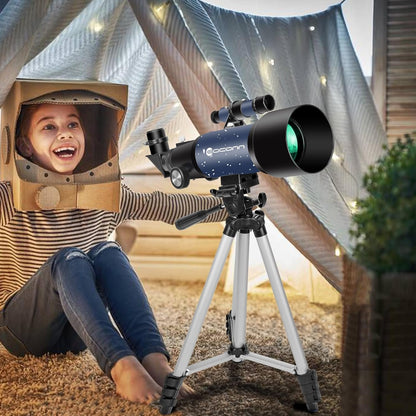 Telescope for Adults Beginners, 70mm Aperture 400mm AZ Mount Fully Multi-Coated Optics Refractor Portable Telescopes, Travel Telescope with Tripod and Phone Adapter-Blue