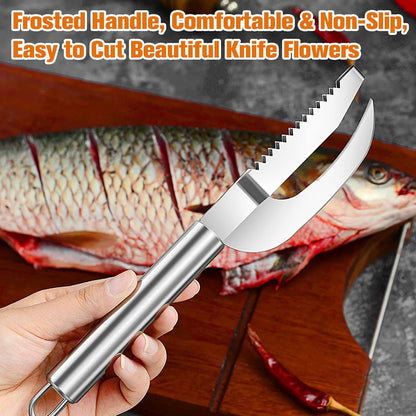 Fish Scale Knife Cut/Scrape/Dig 3-In-1, Stainless Steel Fish Scale Remover Tool, Fish Maw Knife 3 in 1, Manual Fish Scale Scraper Cleaning Tool, Hanging kitchen Tools Gadgets Accessories (1)