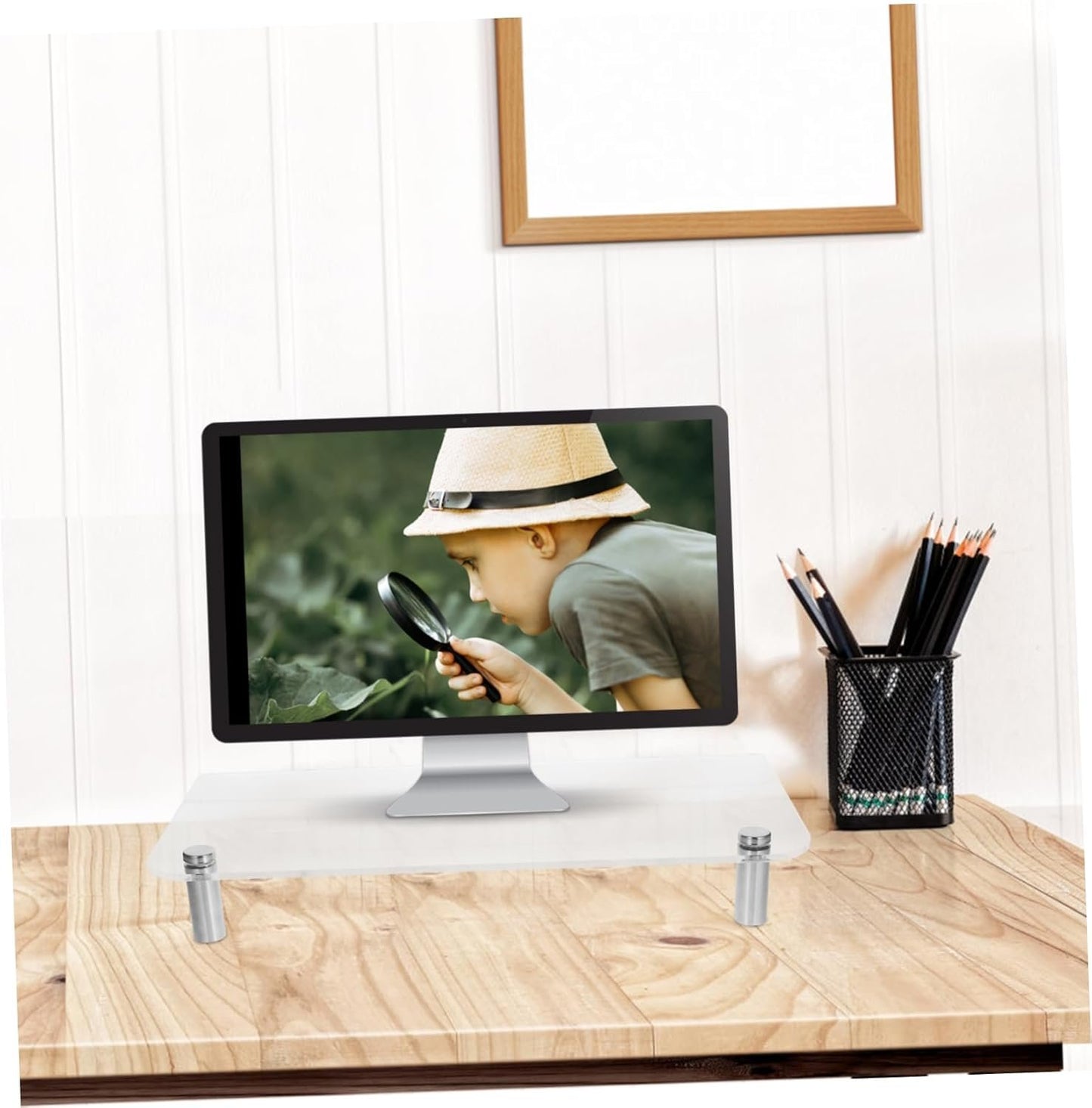 SEWACC Monitor Stand Desktop Organizer with Legs for Elevating Laptops and Monitors for Office Storage and Workspace Organization