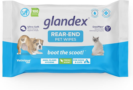 Glandex Dog Wipes Cleansing & Deodorizing Hygienic Anal Gland Grooming Wipes for All Pets - by Vetnique Labs (100ct)