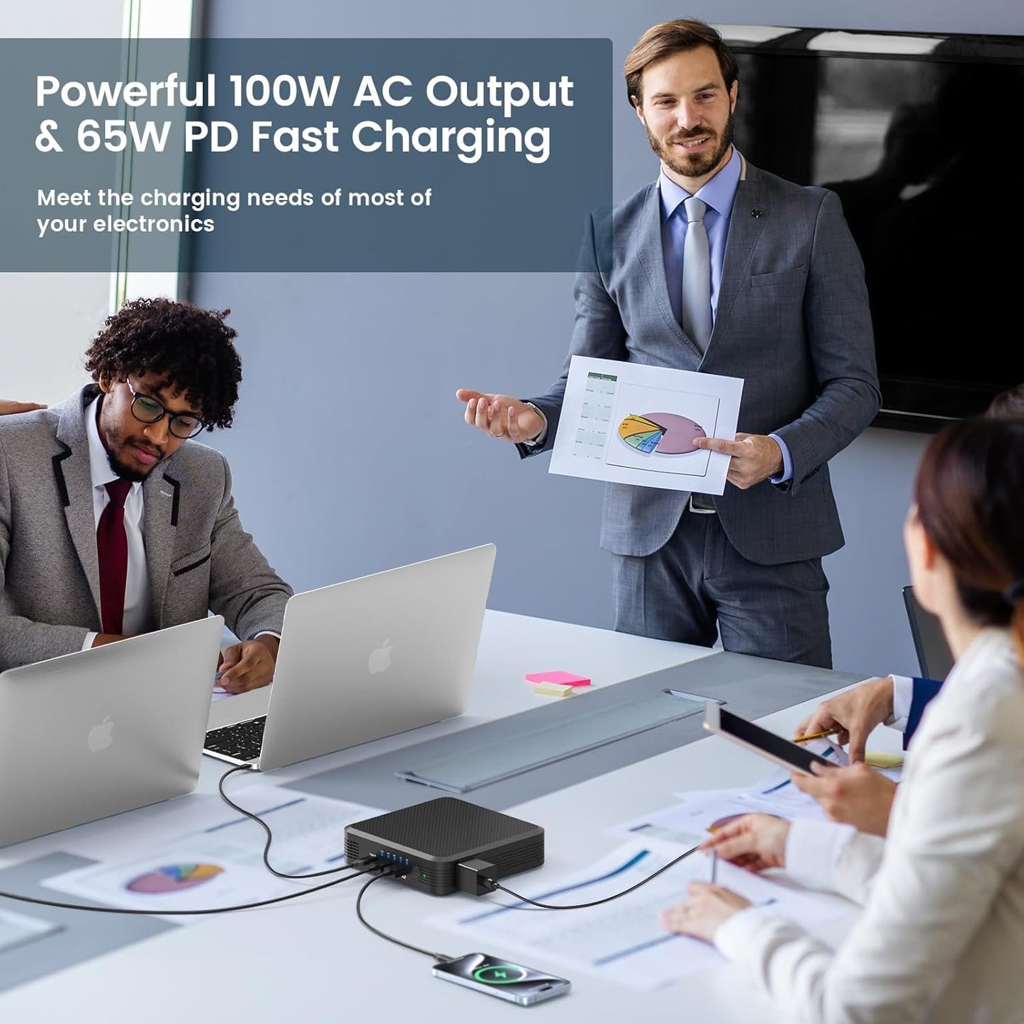 Laptop Power Bank with 100W AC Outlet, 72Wh/20000mAh Portable Laptop Charger with 65W PD USB C Fast Charging, Power Station for Home Backup Power Camping Business Travel