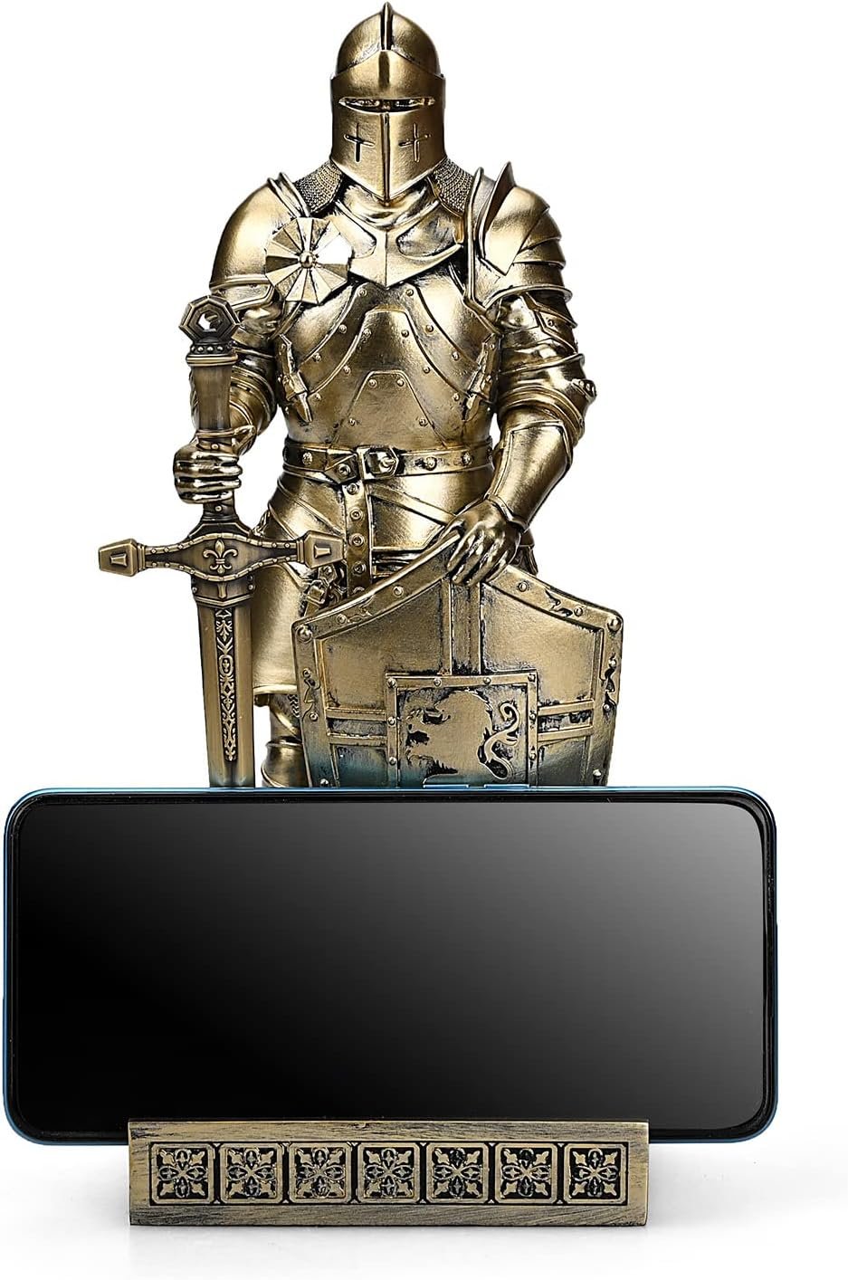 HDMbigmi King's Guard Ornament Knight Statue for Desk, Desktop Accessories Pen Holder Pen Stand Paperweight for Office and Home (Bronze)