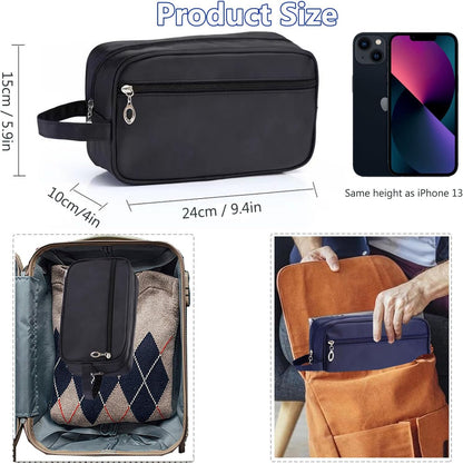 Toiletry Bag for Men, Veyarien Portable Travel Wash Bags, Water-Resistant Shaving Bag Gym Shower Bathroom Bag Dopp Kit Make Up Bag Toiletries Accessories Organizer (Black)
