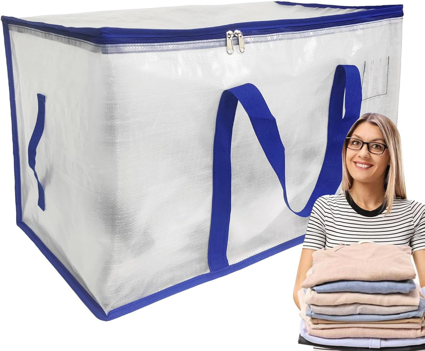 Large Moving Bags, Zippered Waterproof Totes, 27.17 x 14.96 x 15.75 Inches Heavy-Duty Storage Clothes, Transparent Packing Pouches for Easy Organization, Transparent Packing Pouch