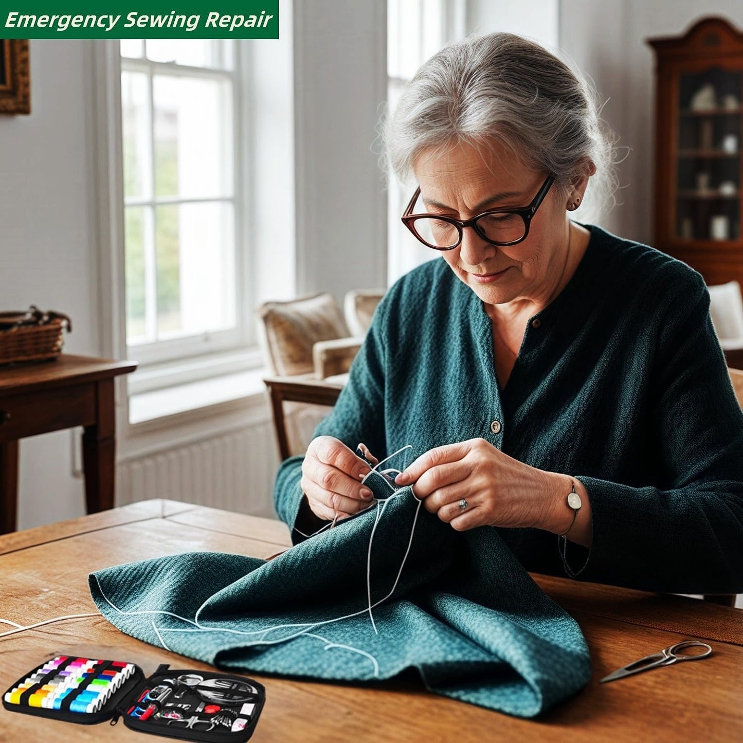 Portable Sewing Kit for Traveler Adults Kids Teens Beginner Mom Grandma,Mini Sewing Supplies Accessories Contains Thread,Needles,Scissors,Measuring Tape, Dorm Room Essential,Emergency Repair,Home DIY