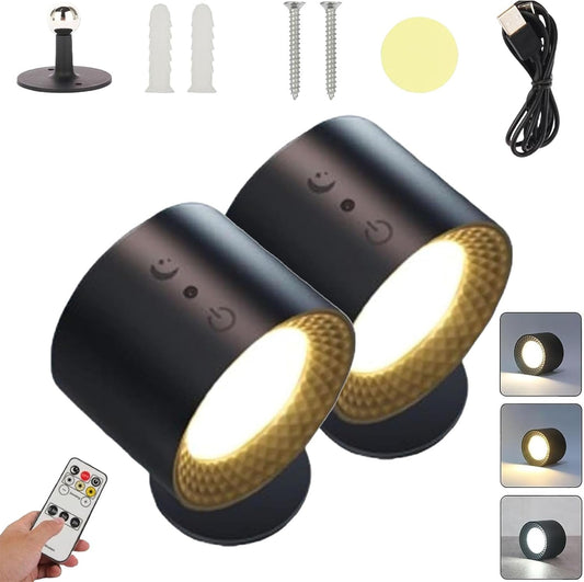 Glow Right Smart+ Halo Lux, Indoor Everywhere Light 2.0, 360°Rotation, Magnetic Installation, Double-Sided, Black, Wall Light, 3.15 x 2.36 x 4.72 inches