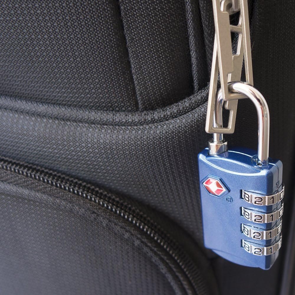 Desired Tools TSA Locks for Luggage, 2-Pc Durable Steel Padlock, Keyless Easy to Read 4-Digit Combination Lock for Backpacks, Travel Suitcases, Toolbox, Filing Cabinets, Baggage & Gym Locker, Red/Blue