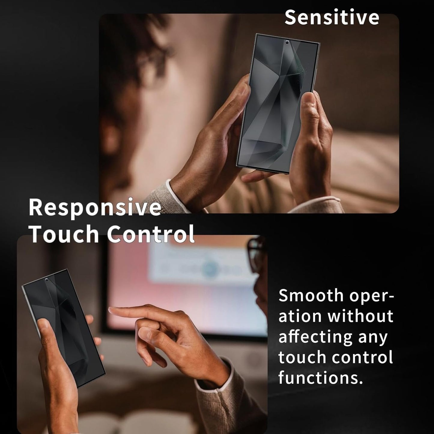 [3+3 Pack] Knomix for Samsung Galaxy S24 Ultra [Anti-Spy ] Privacy Tempered Glass Screen Protector 3 Pack+ 3 Pack Tempered Glass Camera Lens protector for Samsung S24 Ultra case friendly