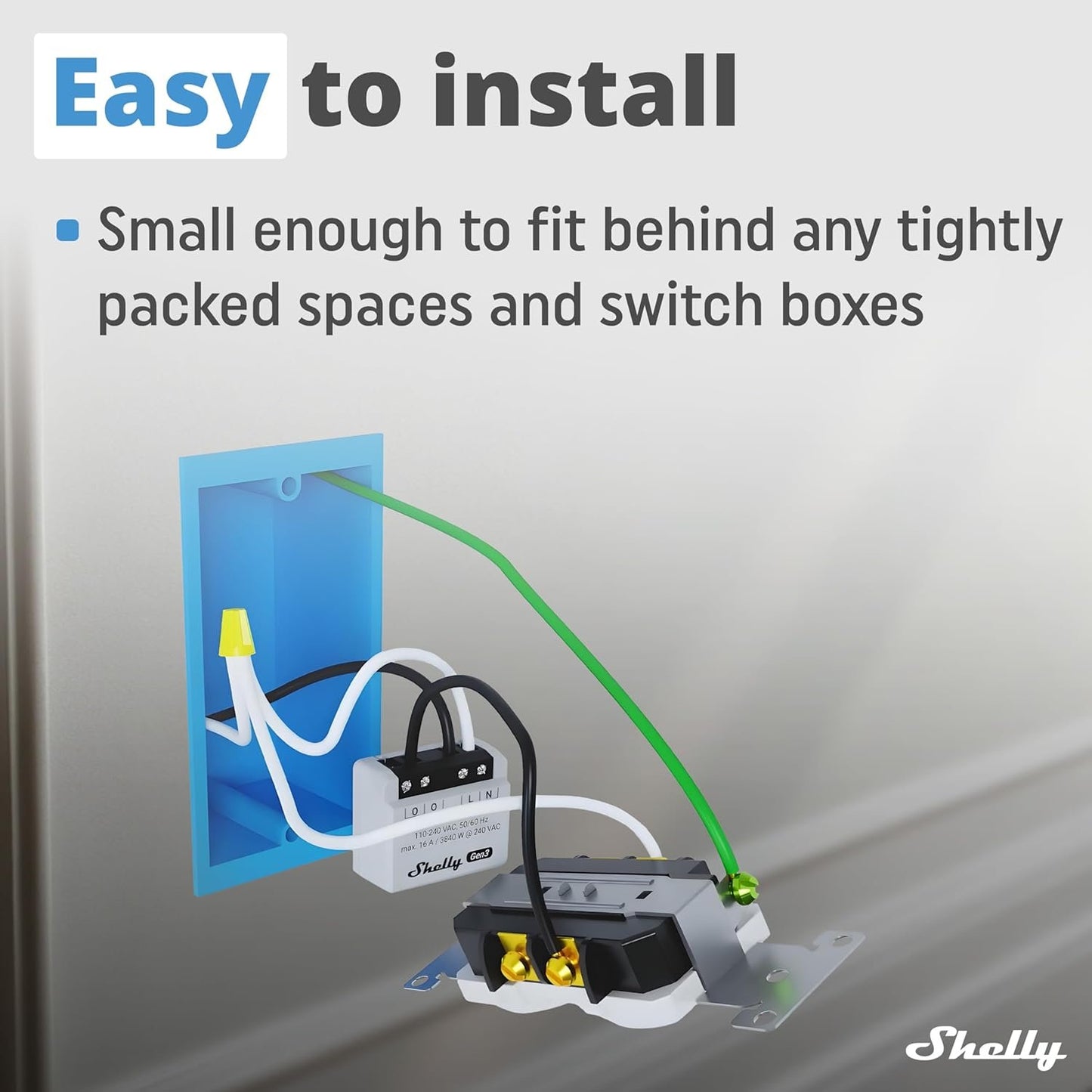 Shelly PM Mini Gen 3 | WiFi & Bluetooth Smart Power Meter 1 Channel 16 A | Home Automation | Compatible with Alexa & Google Home | iOS Android App | No Hub Required | Smart Schedules